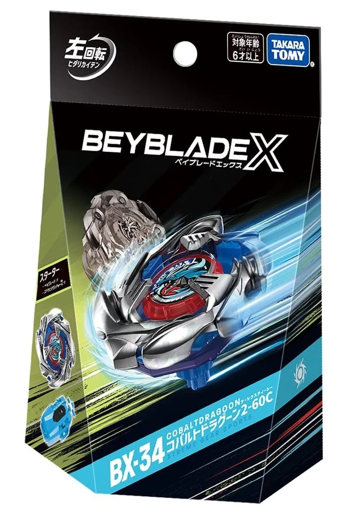 Takara Tomy Beyblade X BX-34 Starter Cobalt Dragoon 2-60C (with String Launcher)