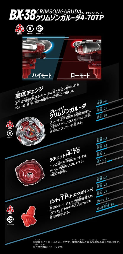 Takara Tomy Beyblade X BX-38 Booster Crimson Garuda 4-70TP