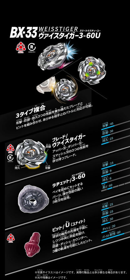 Wholesale Takara Tomy Beyblade X BX-33 Booster Weiss Tiger 3-60U