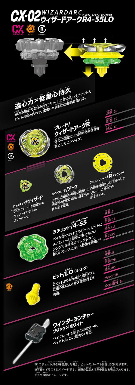 [Loose][No Packing Box][With QR Code][Not for USA]  Takara Tomy Beyblade X CX-02 Starter WizardArc R4-55LO